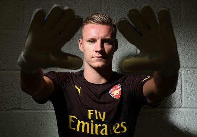 Arsenal unveil new signing Bernd Leno at London Colney on June 19, 2018 in St Albans, England.