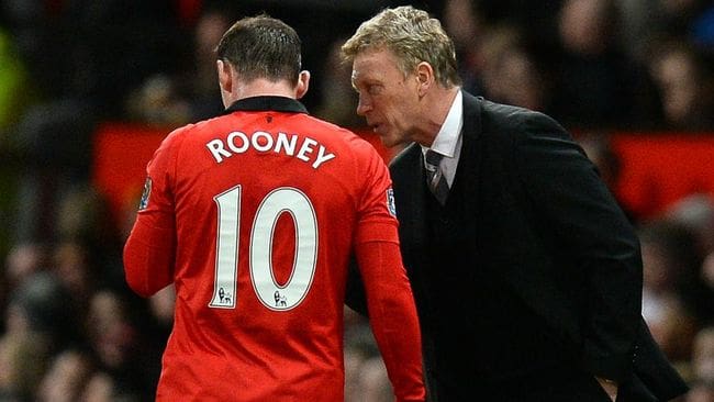 David Moyes and Rooney at Manchester United