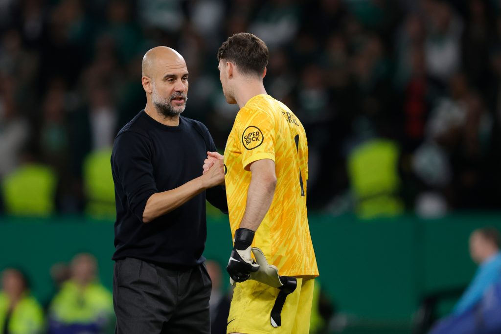 Pep Guardiola and a sun eager for a Premier League move has a private conversation with the Manchester City manager.